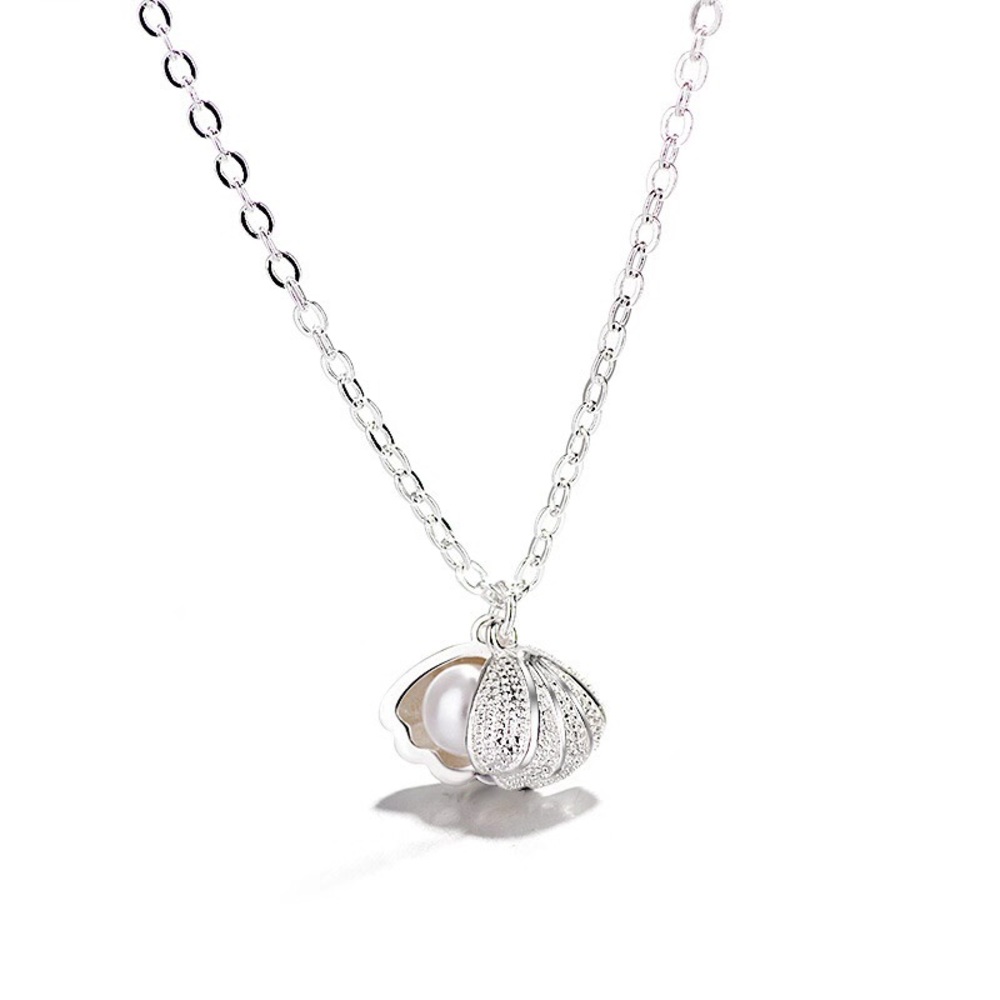 Boutique style necklace shell with pearl